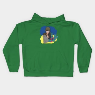 Military Ukrainian Woman Kids Hoodie